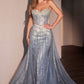 Strapless Crystal Layered Tulle Gown By Ladivine CB158 - Women Evening Formal Gown - Special Occasion