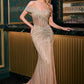 Off The Shoulder Sweetheart Leg Slit Gown by Cinderella Divine CB160 - Special Occasion