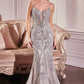 Pearl Embellished Plunging Neckline Gown By Ladivine CC0240 - Women Evening Formal Gown - Special Occasion