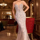 Pearl Embellished Plunging Neckline Gown By Ladivine CC0240 - Women Evening Formal Gown - Special Occasion