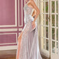 Asymmetrical Neckline Leg Slit Gown By Ladivine CC0329 - Women Evening Formal Gown - Special Occasion