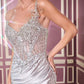 Asymmetrical Neckline Leg Slit Gown By Ladivine CC0329 - Women Evening Formal Gown - Special Occasion