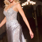 Asymmetrical Neckline Leg Slit Gown By Ladivine CC0329 - Women Evening Formal Gown - Special Occasion