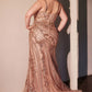 Embellished Plunging Neckline Tulle Gown By Ladivine CC0389C - Women Evening Formal Gown - Curves