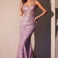 Fit & Flare Sequin Halter Neckline Gown By Ladivine CC0401 - Women Evening Formal Gown - Special Occasion