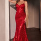 Fit & Flare Sequin Halter Neckline Gown By Ladivine CC0401 - Women Evening Formal Gown - Special Occasion