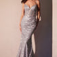 Fit & Flare Sequin Halter Neckline Gown By Ladivine CC0401 - Women Evening Formal Gown - Special Occasion