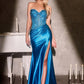 Strapless Sweetheart High Slit Gown By Ladivine CC0447 - Women Evening Formal Gown - Special Occasion