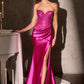 Strapless Sweetheart High Slit Gown By Ladivine CC0447 - Women Evening Formal Gown - Special Occasion