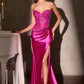Strapless Sweetheart High Slit Gown By Ladivine CC0447 - Women Evening Formal Gown - Special Occasion
