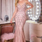 Embellished Plunging Neckline Mermaid Gown By Ladivine CC0688 - Women Evening Formal Gown - Special Occasion/Curves