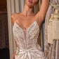 Crystal and Pearl Plunging Neckline Gown by Cinderella Divine CC0688W - Special Occasion