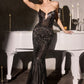 Crystal Sweetheart Neckline Gown By Ladivine CC0801 - Women Evening Formal Gown - Special Occasion