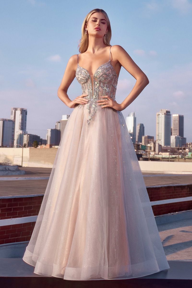 Layered Tulle A-Line Embellished Bodice Gown by Cinderella Divine CC0881 - Special Occasion