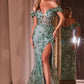 Off The Shoulder 3D Floral Applique Gown By Ladivine CC2164 - Women Evening Formal Gown - Special Occasion