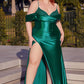 Fitted Satin Corset Slit Gown By Ladivine CC2197C - Women Evening Formal Gown - Special Occasion/Curves