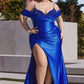 Fitted Satin Corset Slit Gown By Ladivine CC2197C - Women Evening Formal Gown - Special Occasion/Curves