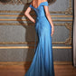 Off The Shoulder Glitter Gown By Ladivine CC2212 - Women Evening Formal Gown - Special Occasion/Curves