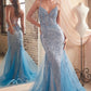 Embellished Layered Tulle Mermaid Gown by Cinderella Divine CC2253 - Special Occasion