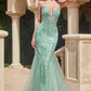 Embellished Layered Tulle Mermaid Gown by Cinderella Divine CC2253 - Special Occasion
