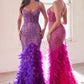 Fully Embellished & Feather Mermaid Gown by Cinderella Divine CC2308 - Special Occasion