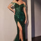 Off The Shoulder Fully Beaded Gown By Ladivine CC324 - Women Evening Formal Gown - Special Occasion