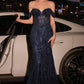 Beaded Off The Shoulder Sheath Gown By Ladivine CC341 - Women Evening Formal Gown - Special Occasion