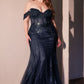 Sequin Off The Shoulder Gown By Ladivine CC341C - Women Evening Formal Gown - Curves
