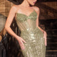 Strapless Beaded V-Neckline Gown By Ladivine CC398 - Women Evening Formal Gown - Special Occasion