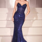 Strapless Beaded V-Neckline Gown By Ladivine CC398 - Women Evening Formal Gown - Special Occasion