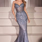 Strapless Beaded V-Neckline Gown By Ladivine CC398 - Women Evening Formal Gown - Special Occasion