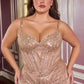 Sweetheart Neckline Fully Beaded Gown By Ladivine CC398C - Women Evening Formal Gown - Curves