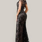 Sequin High Neck Sheath Gown by Cinderella Divine CC4007 -  Special Occasion/Curves