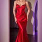 Satin Illusion V-Neck Bodice Gown by Cinderella Divine CC4021 - Special Occasion