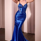 Satin Illusion V-Neck Bodice Gown by Cinderella Divine CC4021 - Special Occasion