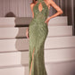 Embellished Halter Neckline Gown By Ladivine CC404 - Women Evening Formal Gown - Special Occasion/Curves