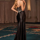 Glitter Spaghetti Straps Leg Slit Gown By Ladivine CC408 - Women Evening Formal Gown - Special Occasion