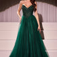 Strapless Pointed Neckline Gown By Ladivine CC415 - Women Evening Formal Gown - Special Occasion