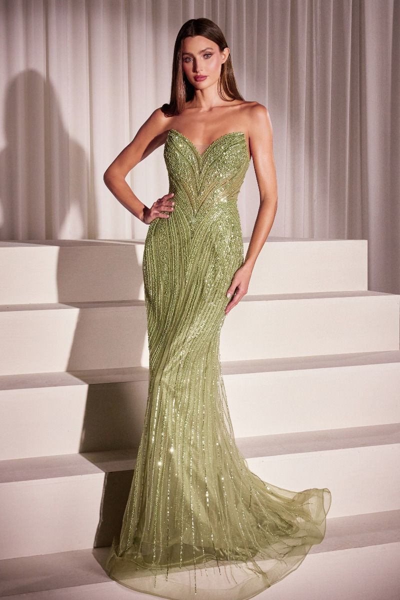 Sequins Strapless Fitted Gown By Ladivine CC416 - Women Evening Formal Gown - Special Occasion/Curves