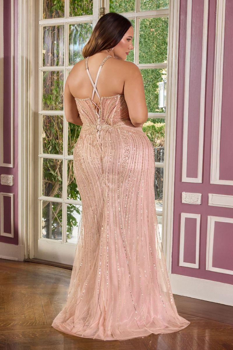 Halter Cutout Neckline Gown By Ladivine CC416C - Women Evening Formal Gown - Curves