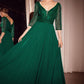 Embellished Chiffon V-Neckline Gown By Ladivine CC446 - Women Evening Formal Gown - Special Occasion/Curves