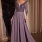 Embellished Chiffon V-Neckline Gown By Ladivine CC446 - Women Evening Formal Gown - Special Occasion/Curves