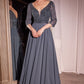 Embellished Chiffon V-Neckline Gown By Ladivine CC446 - Women Evening Formal Gown - Special Occasion/Curves