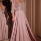 Embellished Chiffon V-Neckline Gown By Ladivine CC446 - Women Evening Formal Gown - Special Occasion/Curves