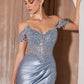 Off The Shoulder Leg Slit Gown By Ladivine CC456 - Women Evening Formal Gown - Special Occasion