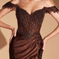 Off The Shoulder Leg Slit Gown By Ladivine CC456 - Women Evening Formal Gown - Special Occasion