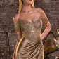 Off The Shoulder Leg Slit Gown By Ladivine CC456 - Women Evening Formal Gown - Special Occasion