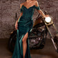 Off The Shoulder Leg Slit Gown By Ladivine CC456 - Women Evening Formal Gown - Special Occasion