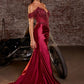 Off The Shoulder Leg Slit Gown By Ladivine CC456 - Women Evening Formal Gown - Special Occasion