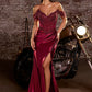 Off The Shoulder Leg Slit Gown By Ladivine CC456 - Women Evening Formal Gown - Special Occasion